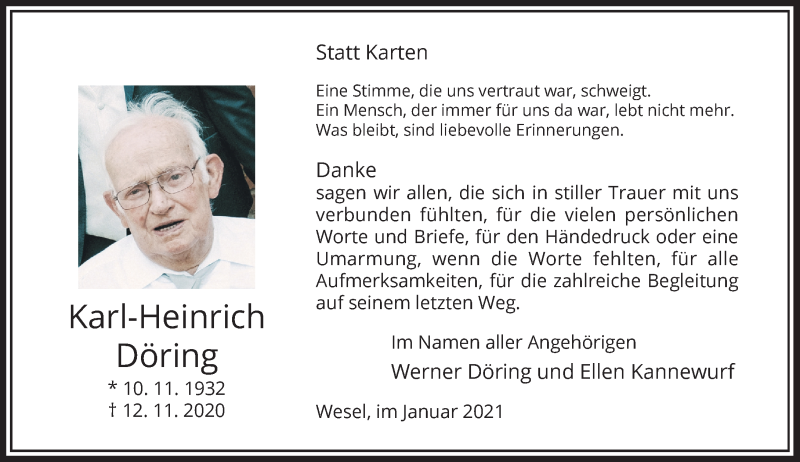 Kay Julius Döring Todesanzeige: Ein Abschied voller Erinnerungen und Respekt